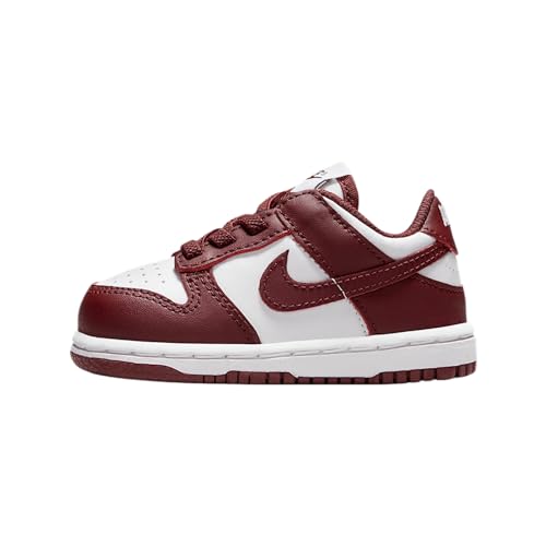 Nike Dunk Low Baby/Toddler Shoes (FB9107-115, White/Gym Red/Redwood)