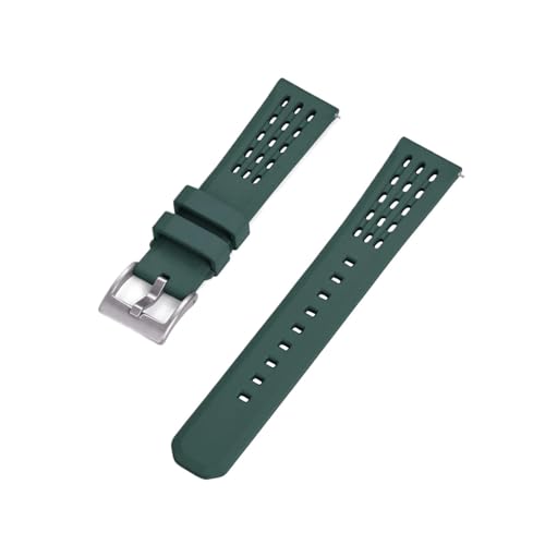 [JLIGONAFP] Porous Structure Quick Release Fluorine Rubber Watch Strap 20mm 22mm New Band(Green 1,20mm)