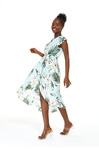 Image of Wispy Cereus Light Blue Family Matching Hawaiian Clothes