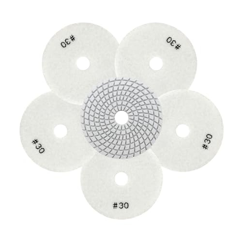 QUEFORET Diamant Polierpads Körnung 30-6 Stücke Nass Polierscheiben 100mm für Granit Marmor Quarz Kunststein, für Winkelschleifer
