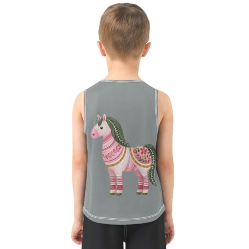 Dala Horse Artwork Gray Boys Tank Tops Toddler Sleeveless Tank Top Undershirts for 3-15 Years,3T3