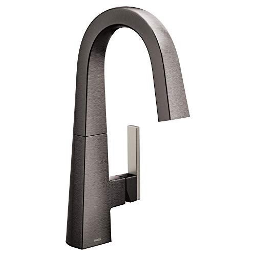 Buy 1 get 1 Moen S55005BLS Nio One-Handle Bar Faucet, Includes Secondary Finish Handle Option, Black Stainless