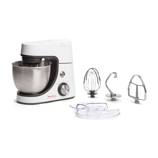 Robot amasador Masterchef Gourmet d Moulinex, capacidad 4,6 L, kit de repostería, tecnología Flex Whisk, batidor perfecto, batidor y amasado de aluminio fundido 8 velocidades, función Pulse QA510110