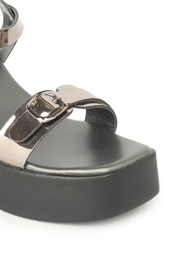 Image of ELLE Women Classic Wedges Heel Sandal with Buckle details