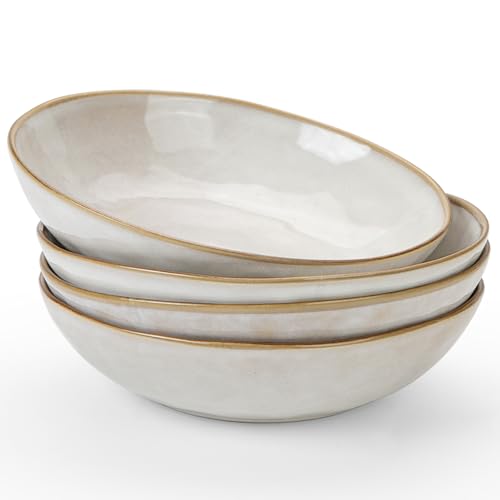 famiware Large Pasta Bowls Set of 4, Ocean Round 8.5"