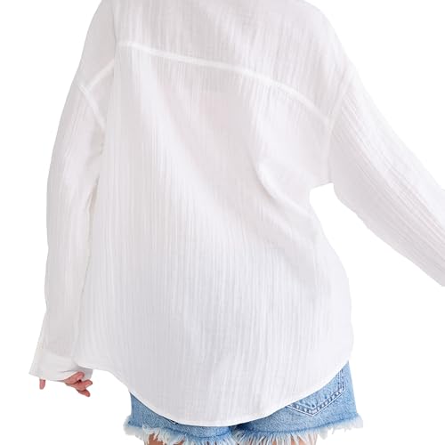 AEROPOSTALE Women's Long Sleeve Gauzy Oversized Shirt3