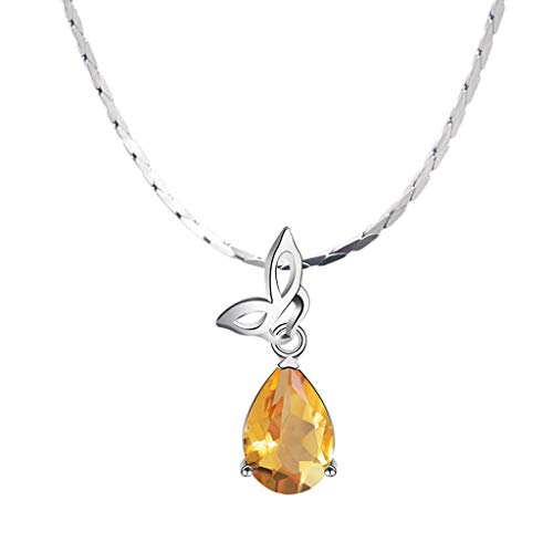 Collier citrine pendentif goutte d'eau avec chaîne fine argent sterling