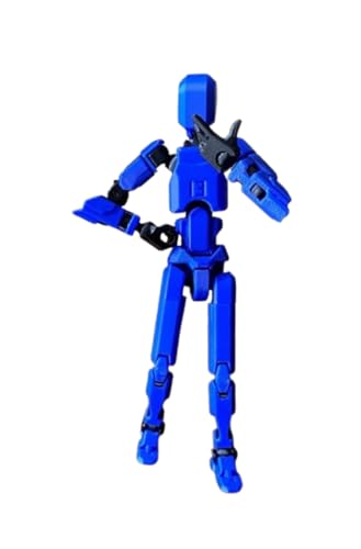 Image of VAALI Dummy 13 Action Figure Fully Assembled T13 Articulated Robot Toy with 12 Accessories (Swords Guns Extra Hands) 3D Printed Poseable Desktop Figure for Stop Motion Artists Gamers 5.4 inch (Blue)