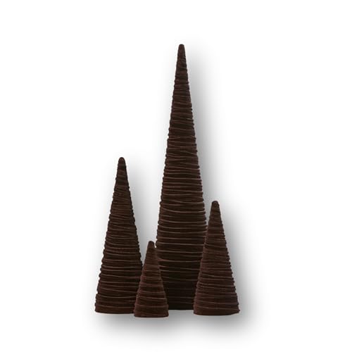 Image of Set of 4 Chocolate Brown Velvet Cones (Chocolate Brown Set of 4)