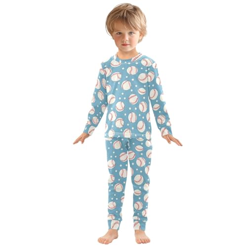 Baseball Cute Simple Pattern Cute Pajama Sets Long Sleeve Top and Pants, Snug Fit Sleepwear for Night Wears3
