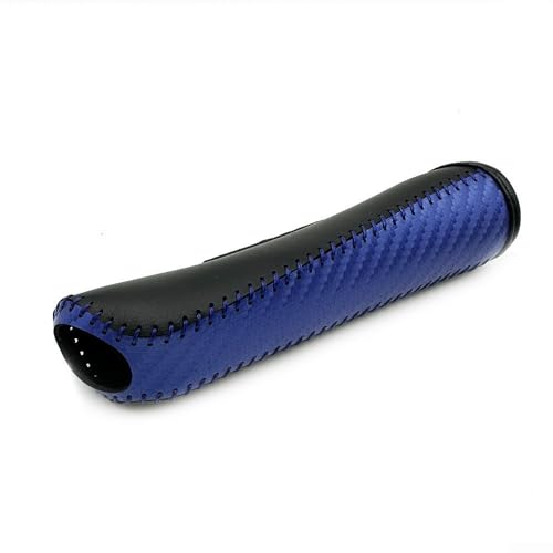 Housse de frein à main pour la plupart des véhicules en microfibre de polyuréthane avec texture subtile pour une meilleure interaction avec l'opérateur et une harmonie intérieure (carbone bleu + noir)