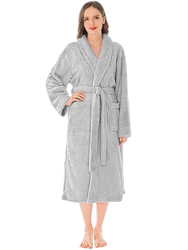 PAVILIA Premium Womens Plush Soft Robe Fluffy, Warm, Fleece Sherpa Shaggy Bathrobe