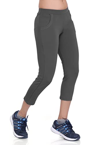 Image of Women Airforce Blue Regular Fit Streachable Capri for Gym, Yoga, Runing, Jogging Activewear Two Sided Pockets Capri (Size XL, 30-32)