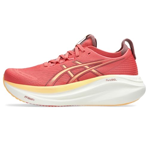 ASICS Women's Gel-Nimbus 27 Running Shoe, 8, Dark Pink Clay/Orange Glow