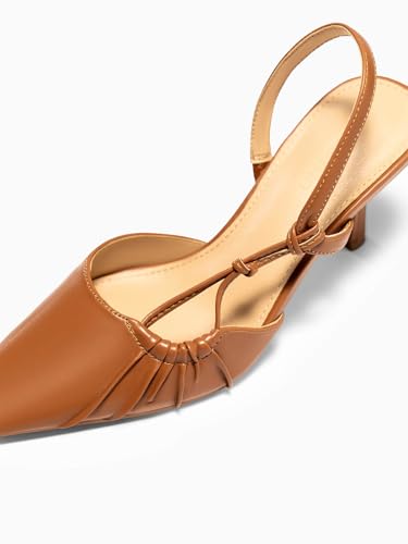 Image of Coutgo Womens Slingback Kitten Heels Closed Pointed Toe Pumps D'Orsay Wedding Party Dress Shoes