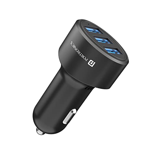 Portronics 17W Car Power 12 Car Charger with Triple USB Output, 17 Watts & 3.4 Amp Total Output, Adapter Compatible with Most Cars & Cellular Phones (Black)
