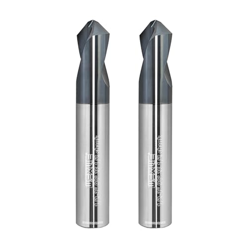 WEXWE Tools Chamfer End Mill,Drill Tip with Cutting Edge for Carving, Drilling and Chamfering Suit for Alloy Steel, Hardened Steel, 90 Degree 2 Flute(3/8-2.5-2CPS)