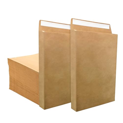 Image of 50 Pack C4 Envelopes Peel and Seal, Large A4 Envelope 180gsm Brown Gusset Envelope, 40mm Expanding Kraft Envelope for Office, Business, Personal