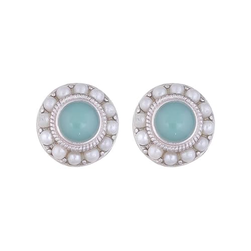 Boucles d'oreilles Perles Bleues Jade Naturel pour Séance de Yoga