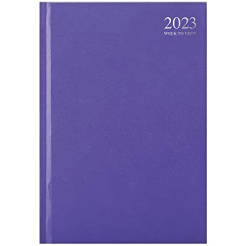 Premium Quality | A4 Week To View Diary 2023 Pastel colour|Hardback Casebound Cover & Ribbon Marker WTW Year Planner for Business, Office, Home, Appointments (PURPLE) Cover