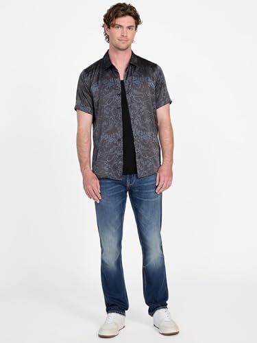 GUESS Men's Short Sleeve Charm Decorative Floral Shirt2