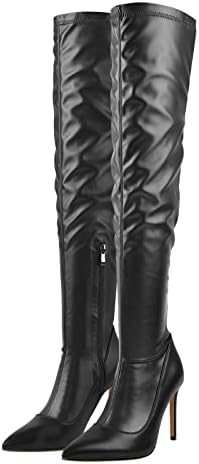 richealnini Women's Pointed Toe High Heels Stiletto Knee High Lon...
