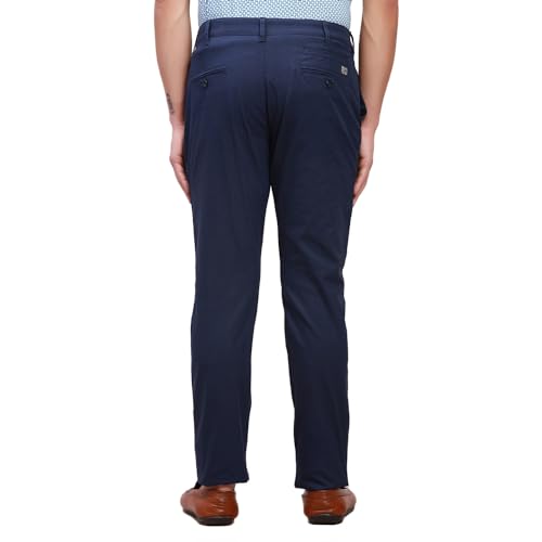 Image of Colorplus Nuvo Fit Cotton Nylon Blend Solid Piece Dyed Pattern Flat Front Casual Trouser