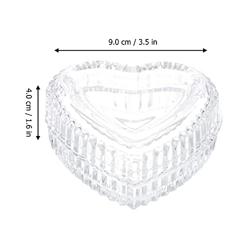 BESPORTBLE Kristallen glas hart vormige opbergdoos reliëf retro sieraden opbergdoos snoep doos met deksel - Image 4