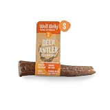 Mordedor Asta de Ciervo para Perros - Talla S - Calma Estrés y la Ansiedad - Cuerno de Ciervo 100% Natural - Reduce el Sarro y la Placa - Juguete para Perro - Happy Chew Wolf Belly