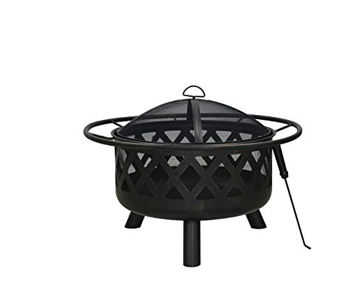 Bond Manufacturing 52121 Crofton 32" Round Wood Burning Steel Fire Pit, Brushed Bronze #TOP1