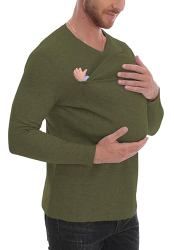 Kangaroo Shirt for Dad and Baby, Dad Shirt Baby Carrier, Men&Women Carrier Shirts V Neck Long Sleeves