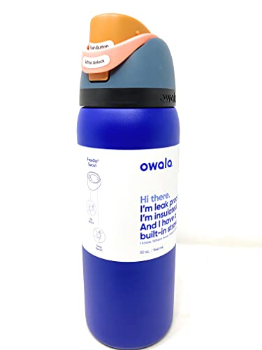Image of Owala FreeSip Insulated Stainless Steel Water Bottle with Straw for Sports and Travel, BPA-Free, 32-Ounce, Tide Me Over