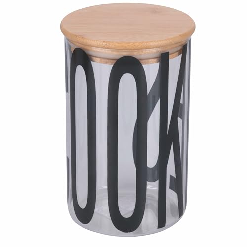 Villa d'Este Home Tivoli Bigismore - Tarro de cristal de borosilicato para galletas, 1 L, tapa de bambú