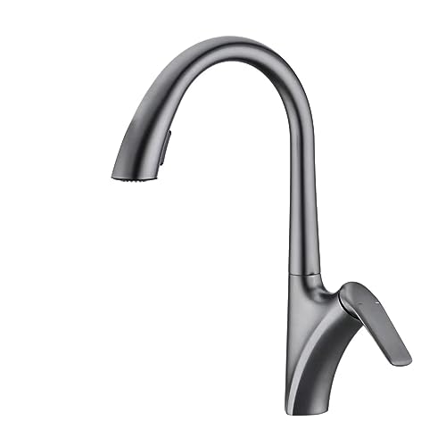 Robinet de cuisine laiton brossé extractible pour nettoyer l'évier sans éclaboussures