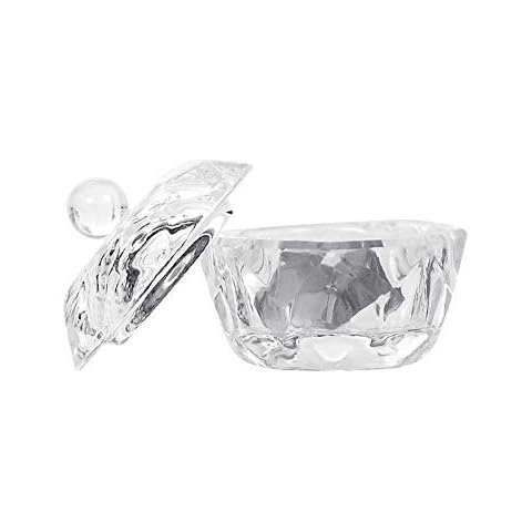 HugeDE 2 Pcs Glass Nail Dappen Dish with Lid Nail Manicure Bowl Cup for Liquid Powder Cover
