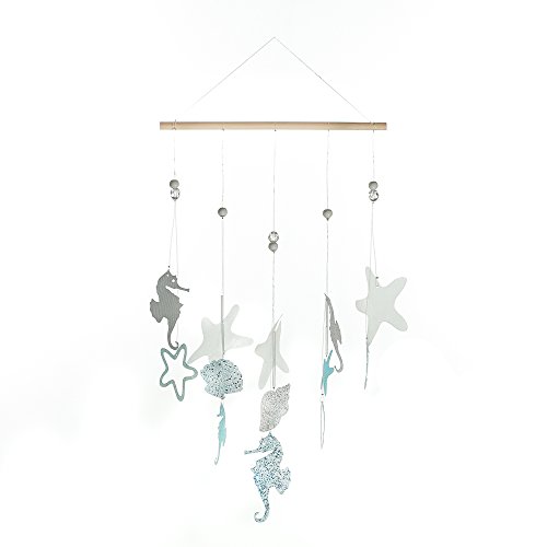 Roser Life Hanging Wall Decor⎮Hanging Decorative Mobile Home Decor⎮Handmade Shabby Chic Wall Art Signs Sculpture Plaque Posters⎮Outdoor Door Room Kitchen Coastal Seahorse Starfish Shells(Pack of 1) - Image 2
