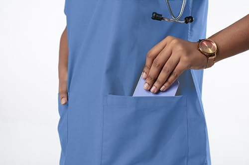 Image of Uniform Craft Women's 4 Pocket Scrub Suit Set | Medical Uniform | Cross V-Neck Poly Cotton | Short Sleeve Hospital Wear | Ideal for Doctors & Nurses (Ocean Blue, 3XL)