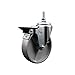 Semi Steel Cast Iron Swivel Threaded Stem Caster w/Roller Bearing - 5" x 1.25" Silver Wheel and 12MM Stem & Posi Locking Brake - 300 lbs Capacity/Caster - Service Caster Brand