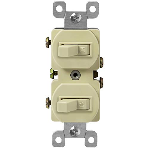 Enerlites Duplex Double Toggle Light Switch, Single Pole, Side, Copper Wire Only, Grounding Screw, Residential Grade, 15A 120V, Ul Listed, 82150-I, Ivory #TOP3