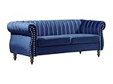 A tener en cuenta que la entrega del producto se hará a pied de calle. Sofá chesterfield de 3 plazas de terciopelo Azul real estilo vintage. Chesterfield. Tapizado terciopelo. Medidas: Ancho 195 x Alt. 77 x Prof. 78 cm. TRUMBO