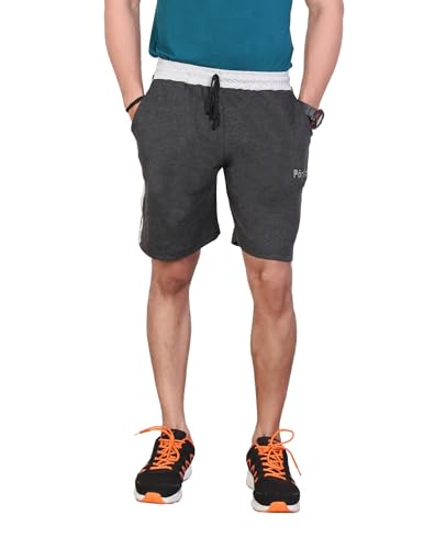 Image of Particle Men's Plus Size Big Size Bermuda Shorts | 230 GSM Ribbed Cotton Half Pant for Men with Deep Side Pockets | Sizes XL-5XL (34-52 Inch Waist)