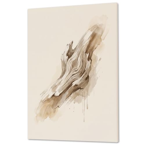 OnlyGifts Weathered Driftwood Form Wall Art Canvas, Organic Botanical Decor, Neutral Modern Home Artwork