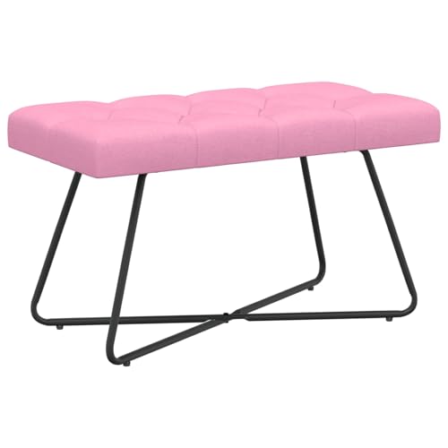 Banco moderno rosa capitoné con patas de metal para pie de cama 2