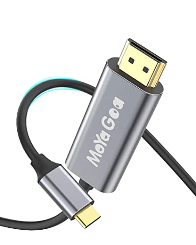 ZERKAR USB C auf HDMI Kabel 4K [Geflochten,Aluminiumlegierung] USB Typ C auf HDMI Kabel (Thunderbolt 3 kompatibel) kompatibel mit MacBook Pro/Air, Neu iPad iMac, Galaxy S20 S10, Surface, Dell, HP-1,8m Cover