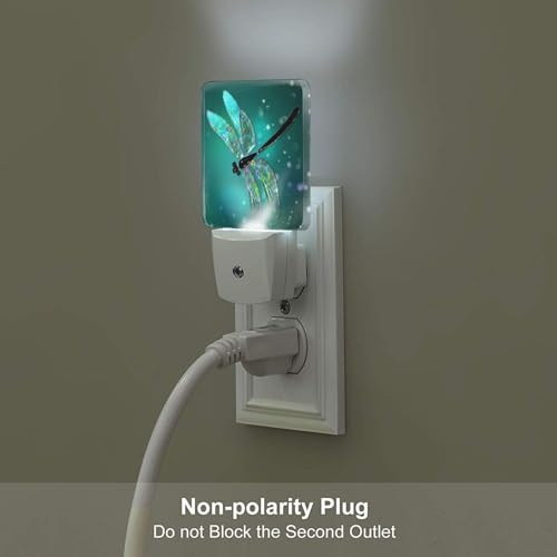 Image of Green Dragonfly Night Light,Plug Into Wall Decor for Stairway,Hallway,Kitchen,Dusk to Dawn Sensor Nightlights for Boys /Girls /Women /Men Room Gifts