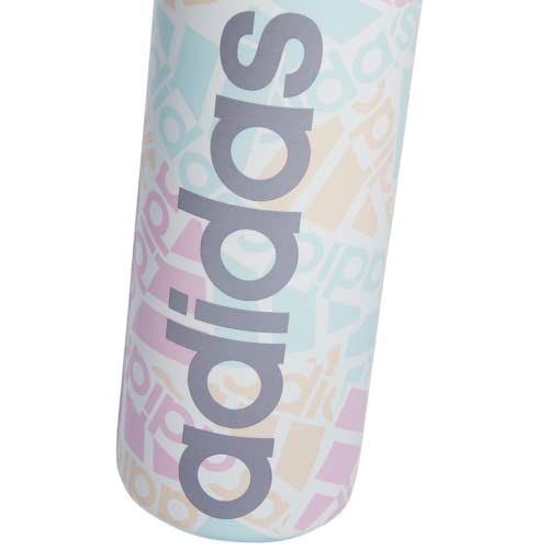 Adidas 600 Ml (20 Oz) Straw Top Metal Water Bottle, Hot/Cold Double-Walled Insulated 18/8 Stainless Steel, Adi Multi Collage/Almost Blue/Grey, One Size #TOP3