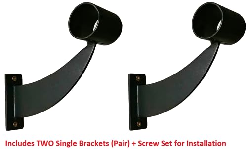 Athletic Bar Collared Ballet Brackets Single (Pair) Fixed Height Wall Mount Ballet Barre 2 Brackets Included for 1.5\" to 1.67\" Diameter for Wooden Ballet Barre Dowels (Black Premium Edition)