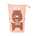 iSuperb Cartoon Telescopic Stand Up Pencil Case Pen Bag Cute Animal Office Student Stationery Bag Cosmetic Organizer Pouch (Brown Bear)