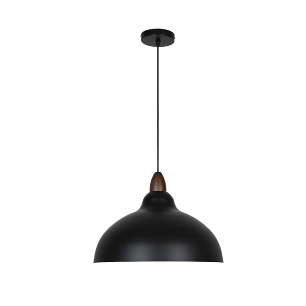 Suspension dôme de style rustique luminaire chic et coloré noir 25cm