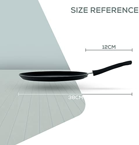 Daifort Nonstick Tawa - Pancake Pan - Aluminum - Crepe Pan - 3 Layer Nonstick Coating - Suitable for Induction Hob, Electric and Gas Hobs- Ideal for Tortilla, Roti, Dosa, Egg Frying - Black (26cm)